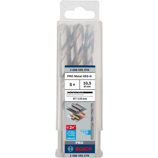 Bosch PRO Metal HSS-G Spiralbohrer 10,5 x 87 x 133 mm - 2608595078