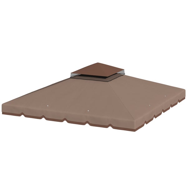 Ersatzdach für Pavillon in Beige und Braun, zweistufiges Belüftungsdach aus Polyester mit Wellenrand.