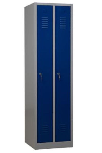 PROREGAL Garderobenspind Camel 2-Fächer HxBxT 180 x 50 x 50 cm Zylinderschloss Grau-Blau