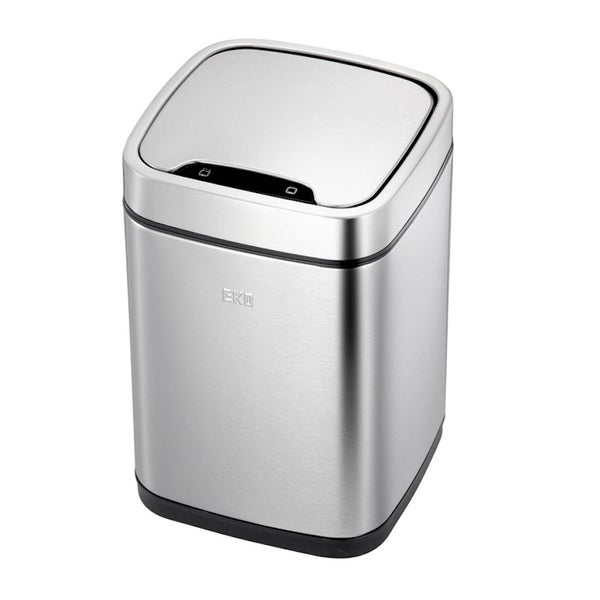 PROREGAL Stilvoller Abfallbehälter Aus Mattem Edelstahl Mit Sensor & Touch Bedienfeld 6 Liter HxBxT 31,5 x 21 x 21 cm Silber