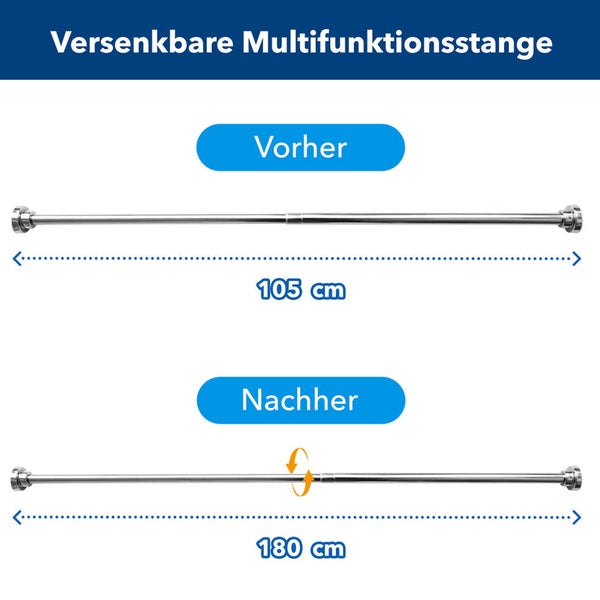 FLOORDIREKT Teleskop Duschvorhangstange Stufenlos Verstellbar 70-120 cm