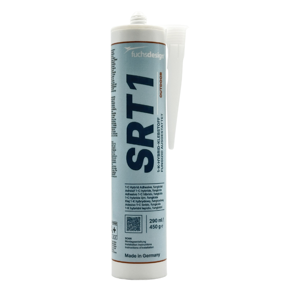 Fuchs Design SRT1 1-Komponenten-Hybrid-Klebstoff, fungizid ausgestattet, für den Außenbereich, 290 Milliliter Kartusche inklusive Düse.