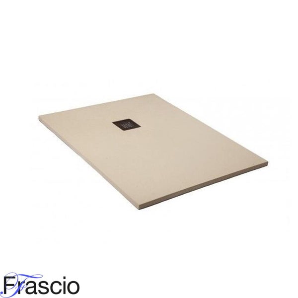 Duschwanne 80X195 cm Vulcano Line Slim Perlweiß Ral 1013 aus Kunstharz und Marmorpulver mit freiem Abfluss - FRASCIO