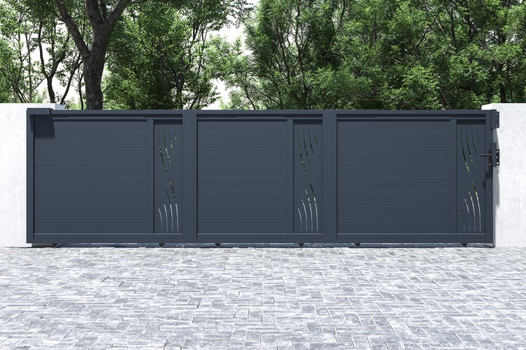 Schiebetor 5m VELETA H.140 graues Aluminium