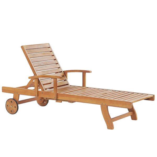 Sonnenliege mit Kissen JAVA PREMIUM Akazienholz Hellbeige