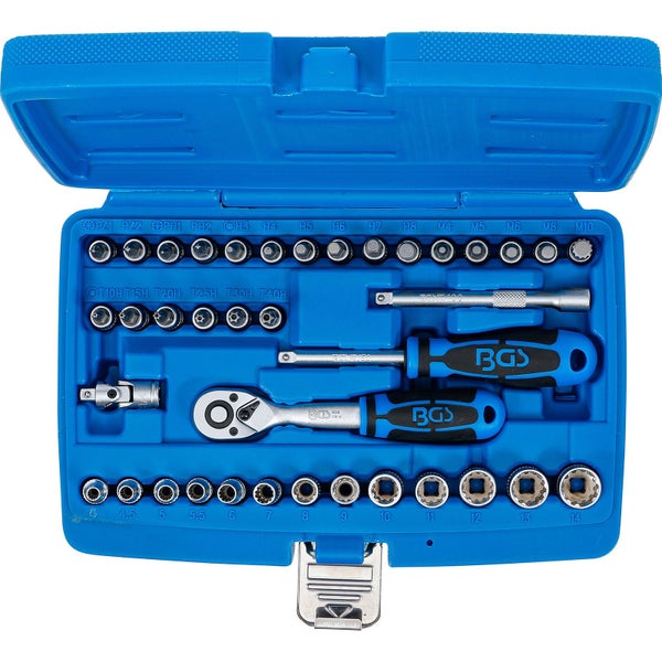 BGS Steckschlüssel-Satz Gear Lock Antrieb 6,3 mm (1/4) 39tlg. - 2151