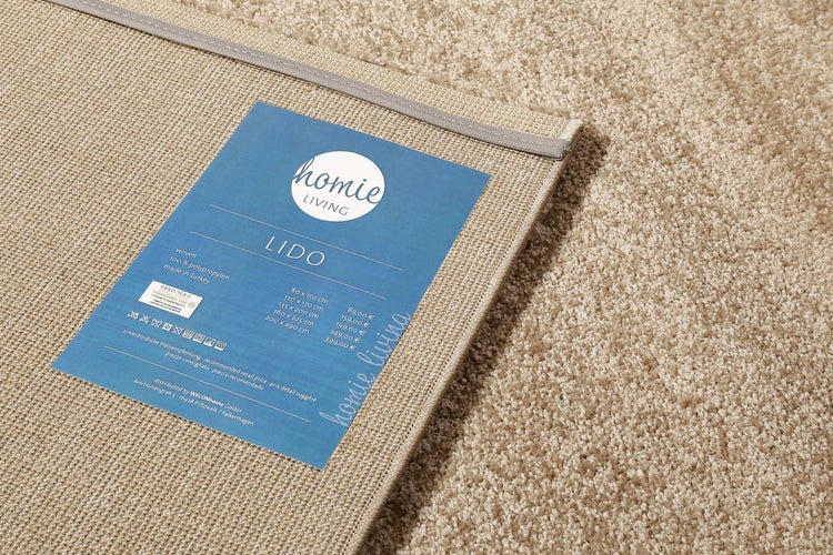 Teppich Sand Beige Kurzflor Lido Homie Living 80x150 cm