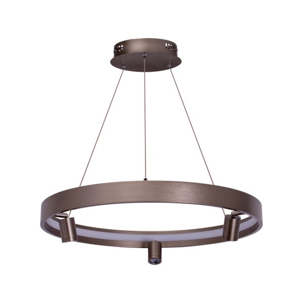 LED Pendelleuchte TRISTAN, moderne Pendellampe aus Metall und Kunststoff in Stahl-blank, die LEDs sind  fest verbaut. Mit ca. 58 cm  Ødie ideale Beleuchtung für Wohnzimmer, Esszimmer oder Küche.