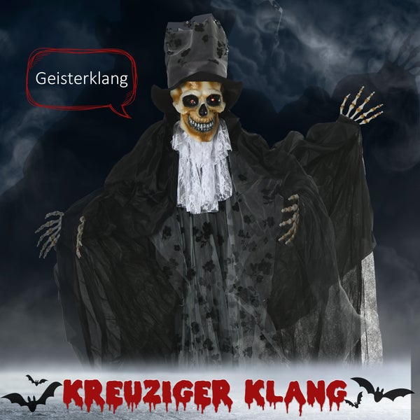 Outsunny Halloween-Dekoration, 125L x 65B x 189H cm, Polyester, Schwarz