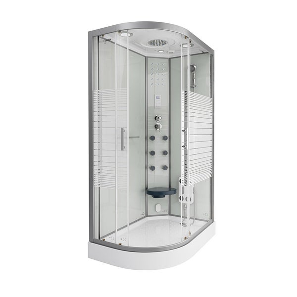 Home Deluxe - Dampfdusche WHITE PEARL - Maße 120 x 80 cm Links - inkl. Dampffunktion, Regendusche, Radio und Zubehör I Fertigdusche, Dusche, Duschtempel