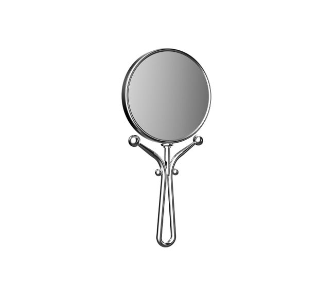 Calmwaters Reisespiegel Handspiegel, 5/1-fach Vergrößerung, chrom, rund, zweiseitige Kristallglas-Spiegelfläche, geschwungener Metallgriff, 127 mm, 80BS6256