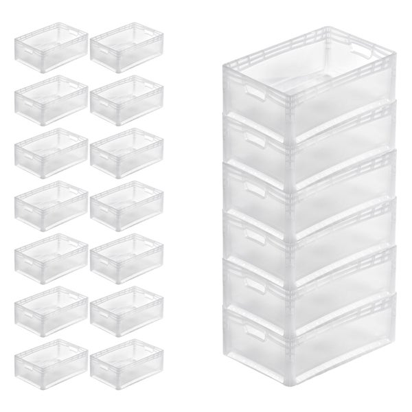 PROREGAL SparSet 20x Transparenter Eurobehälter LightLine mit Offenem Griff HxBxT22 x 40 x 60 cm 4,6 Liter Eurobox Transportbox