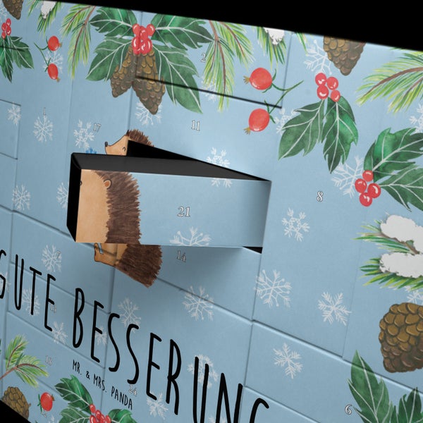 Mr. & Mrs. Panda Befüllbarer Adventskalender Igel Blumen - Blau Pastell