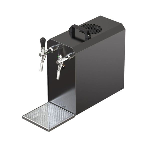 Bierzapfanlage mit zwei Hähnen und Abtropfschale