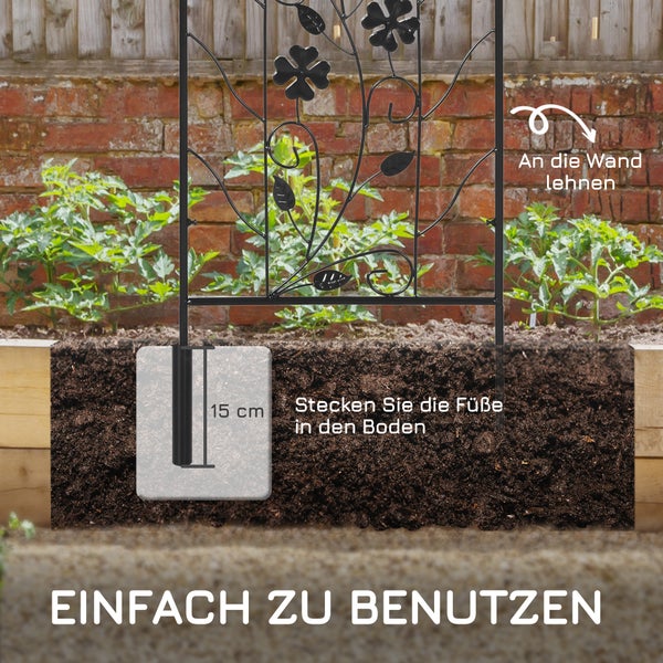 Outsunny 2er-Set Rankhilfe, Pflanzengerüst, 38 x 98 cm, Metall, Schwarz