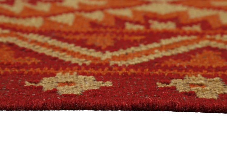 Kelim Teppich Rostrot aus Wolle Clare Green Looop 140x200 cm