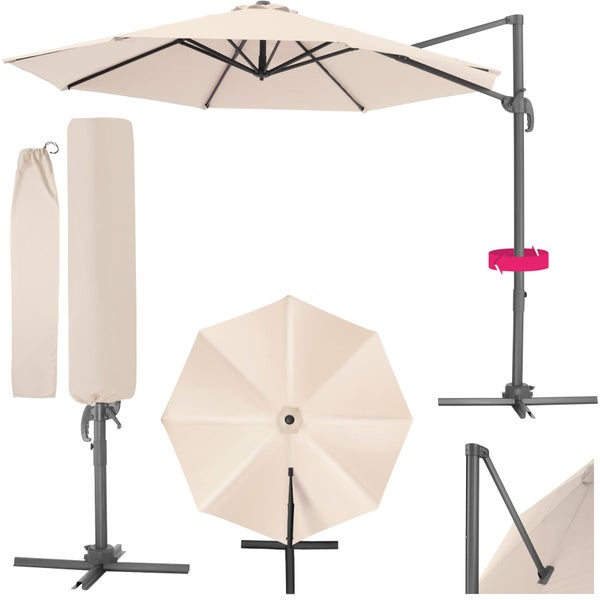 Sonnenschirm tectake Daria UV-Schutz 50+, inklusive Schutzhülle Ø 300 cm beige