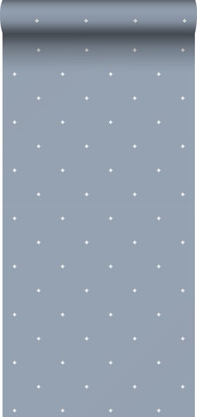 Sanders und Sanders Tapete Blumen Graublau und Weiß - 53 cm x 10 m - 640414