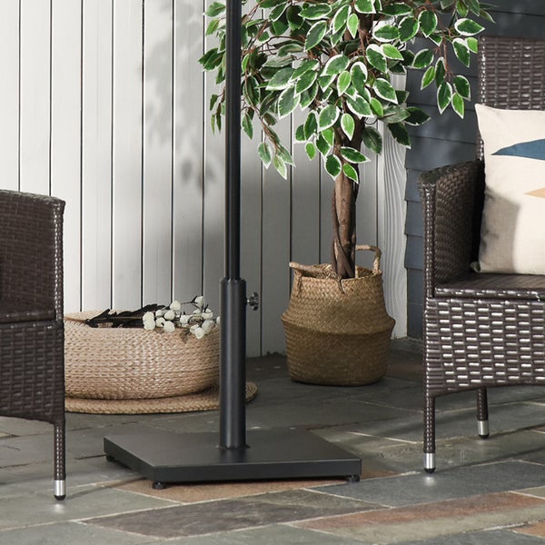 Outsunny Sonnenschirmständer, Schirmhalter, Regenschirm Base, für Ø35 mm, Ø38 mm, Ø48 mm, Metall, Schwarz, 45 x 45 x 39 cm