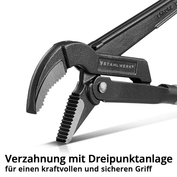 STAHLWERK Rohrzangen 3er Set 1, 1,5, 2 Zoll Chrom-Vanadium Wasserpumpenzangen