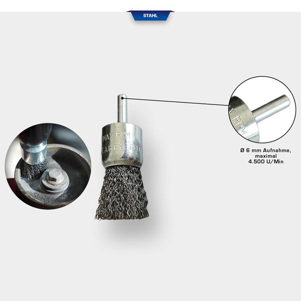 BRILLIANT TOOLS Pinselkopfbürste Ø 25 mm mit 6 mm Aufnahme - BT103104