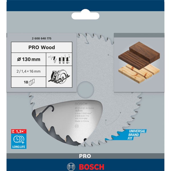 Bosch PRO Wood Kreissägeblatt 130 x 2 x 16 mm - 2608640775