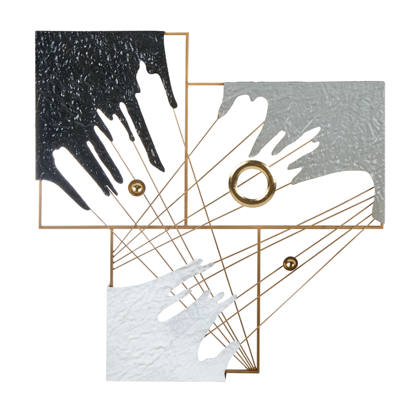 Maßzeichnung eines Wandbildes mit Blattmotiven, Abmessungen 70 x 70 x 40 x 30 cm