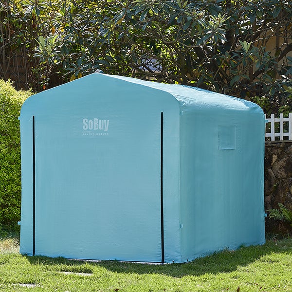 SoBuy Gerätehaus aus Plane im Garten