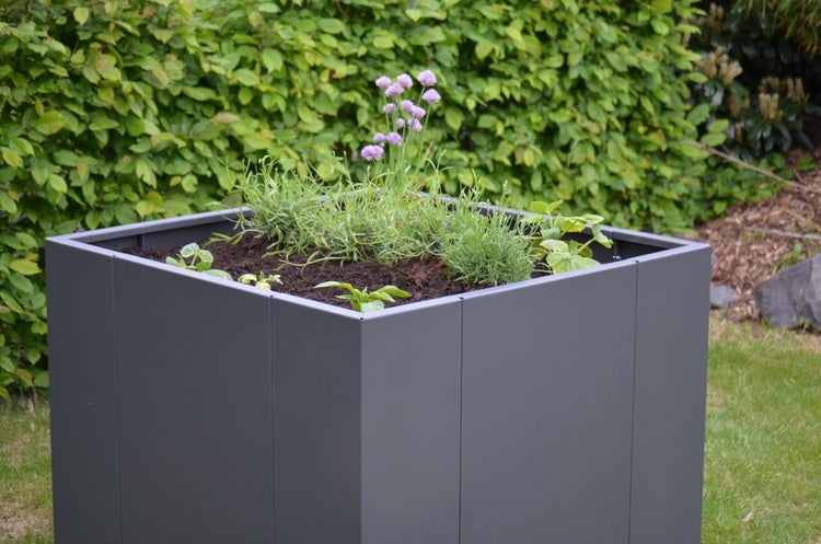 Hochbeet klassisch ELEO Monterosso 90 x 90 x 68 cm Metall anthrazit - pulverbeschichtet schwarz
