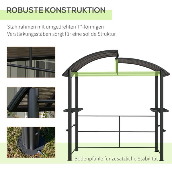 Outsunny Grillpavillon, 240L x 150B x 230H cm, Stahl, PC, mehrfarbig