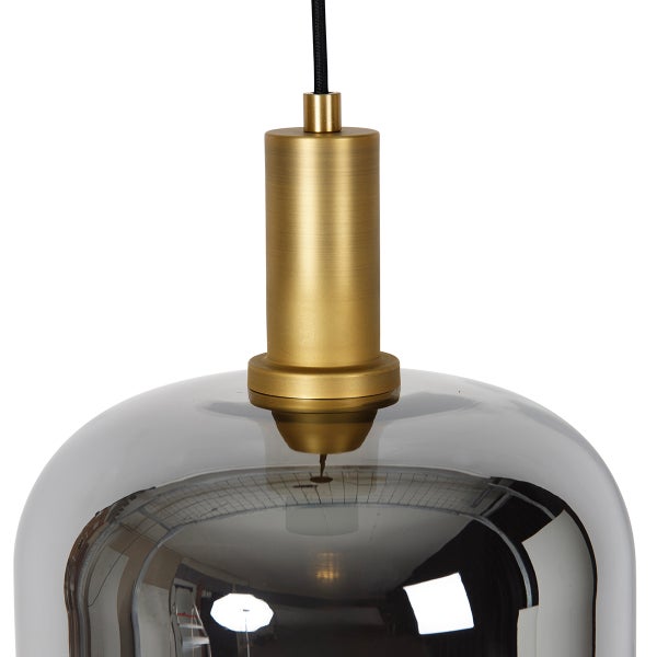 Hängelampe schwarz mit Gold und Rauchglas inkl. PUCC - Zuzanna