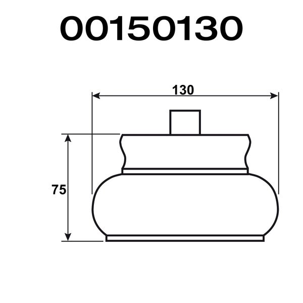 Technische Zeichnung eines Möbelfußes mit den Maßen 130 und 75