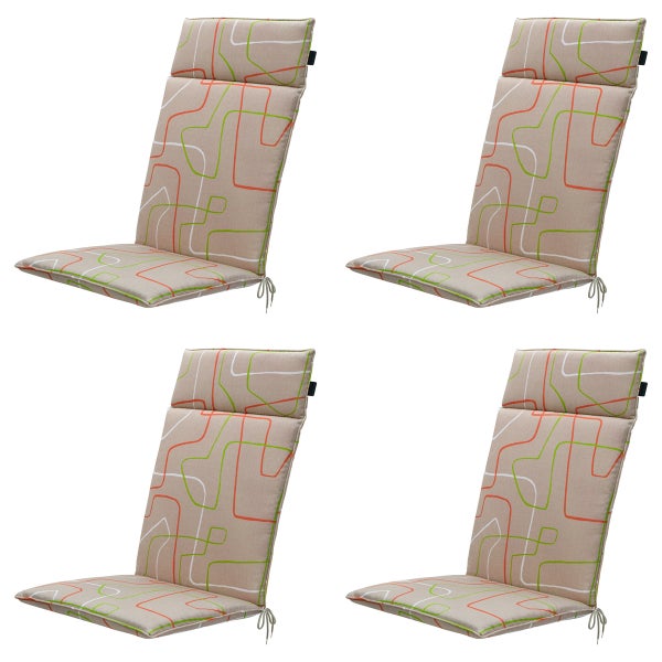 Hochlehnerauflage Joah terra - Ca. 120x50 cm - 4er-Set