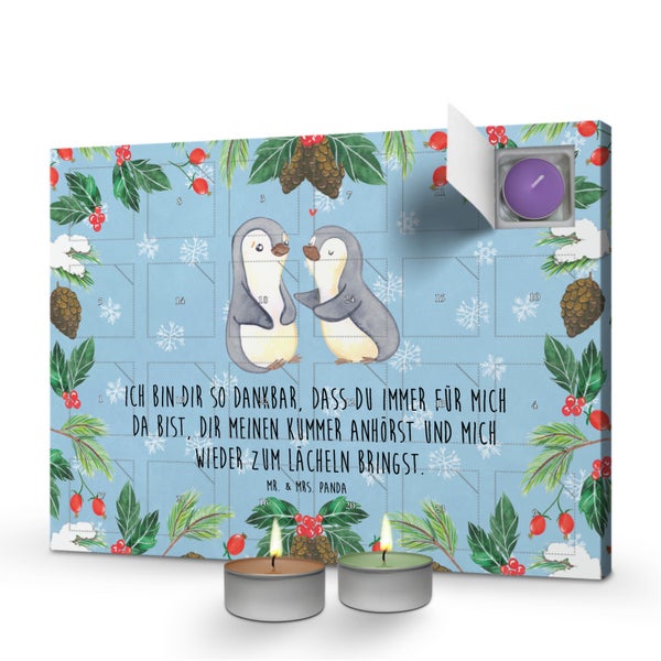 Mr. & Mrs. Panda Duftkerzen Adventskalender Pinguine trösten - Blau Pastell