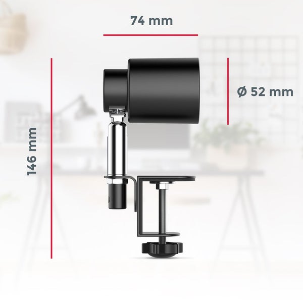 Klemmlampe - 5W, 400lm, LED, mit Stecker, dimmbar, warmweiß, schwarz