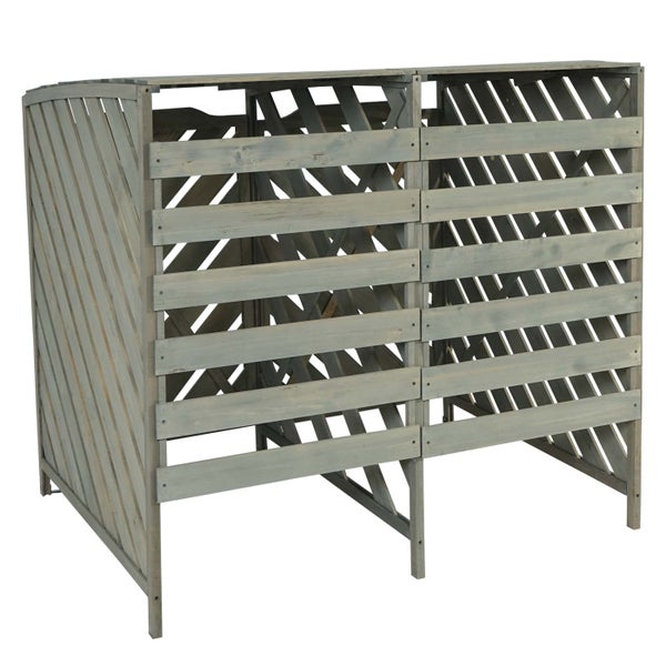 Doppel Mülltonnenbox aus Holz mit Lamellen