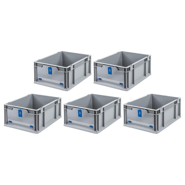 PROREGAL SparSet 5x Eurobox NextGen Insight Cover HxBxT 17 x 30 x 40 16 Liter Niedrig/Blau Eurobehälter Transportbox