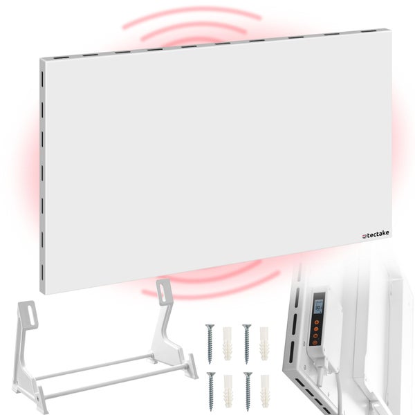 Hybrid Infrarotheizung tectake  einfache Wand- oder Deckenmontage, inklusive Ständer rahmenlos mit Thermostat weiß