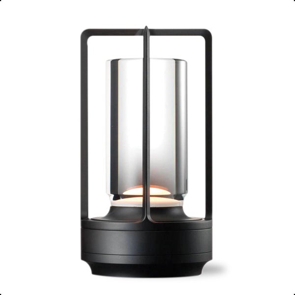 Goliving Lumina Tischlampe Wiederaufladbar - Laterne - Kabellos und dimmbar - Moderne Berührungslampe - Nachtlampe für das Schlafzimmer - 17,5 cm - Schwarz