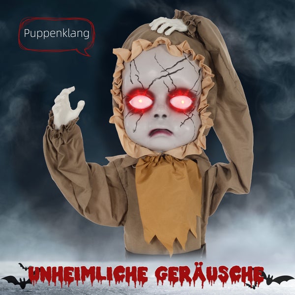Halloween Dekorationspuppe mit Soundeffekten und leuchtenden Augen
