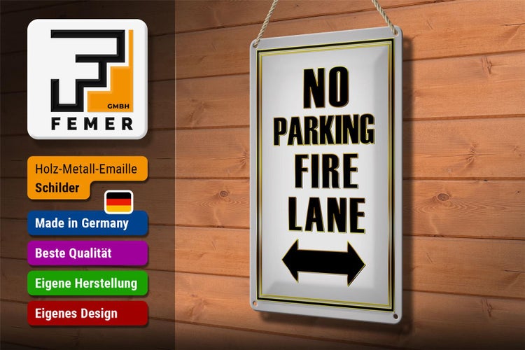 Blechschild Hinweis 20x30cm No Parking fire lane left right