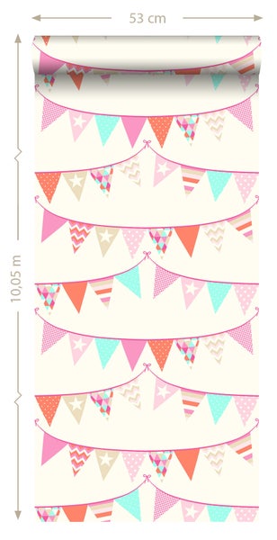 Rolle Tapete mit Girlandenmuster, 53 cm breit und 10,05 m lang