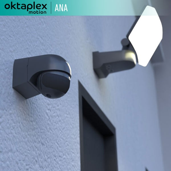 Oktaplex Ana Bewegungsmelder anthrazit schwenkbar 180° 10m IP44 Aufputz-Sensor