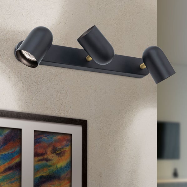 Strahler Bradley 3-flammig GU10 Schwarz – Spotleuchte modern für Wohnzimmer & Flur