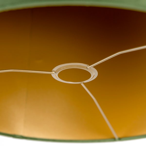 Velour-Lampenschirm grün 40/40/40 mit goldener Innenseite