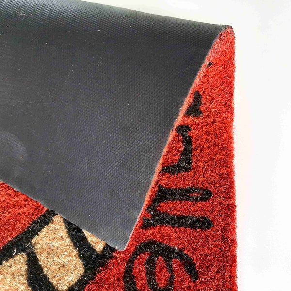 Fußmatte aus Kokosfaser mit Schriftzug und rutschfester Rückseite