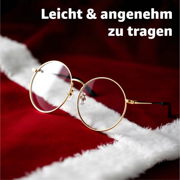 Brille mit runden Gläsern auf Weihnachtsmannkostüm