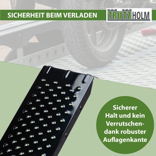 TRUTZHOLM Paar Auffahrrampen Stahl 183 cm Traglast 400 kg Stahl schwarz gebördelt Verladerampe Quads Mofas
