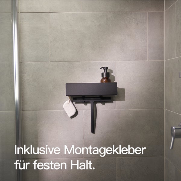 Designfabrik Hamburg Duschablage ohne Bohren Schwarz 30cm