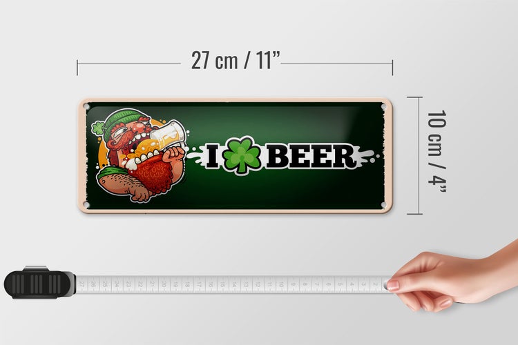 Blechschild Spruch i love Beer Bier 27x10cm